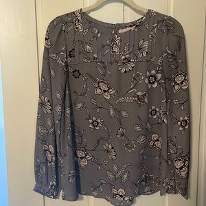 Purple floral long sleeve blouse